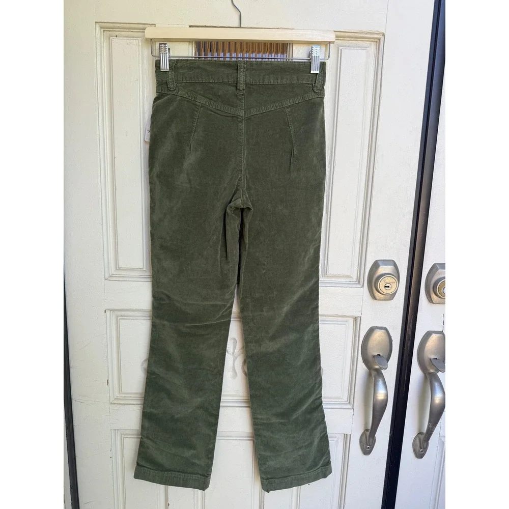 Free People Army Green Velveteen Straight Leg Patch Pocket Pants‎ Size 0